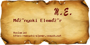 Mányoki Elemér névjegykártya